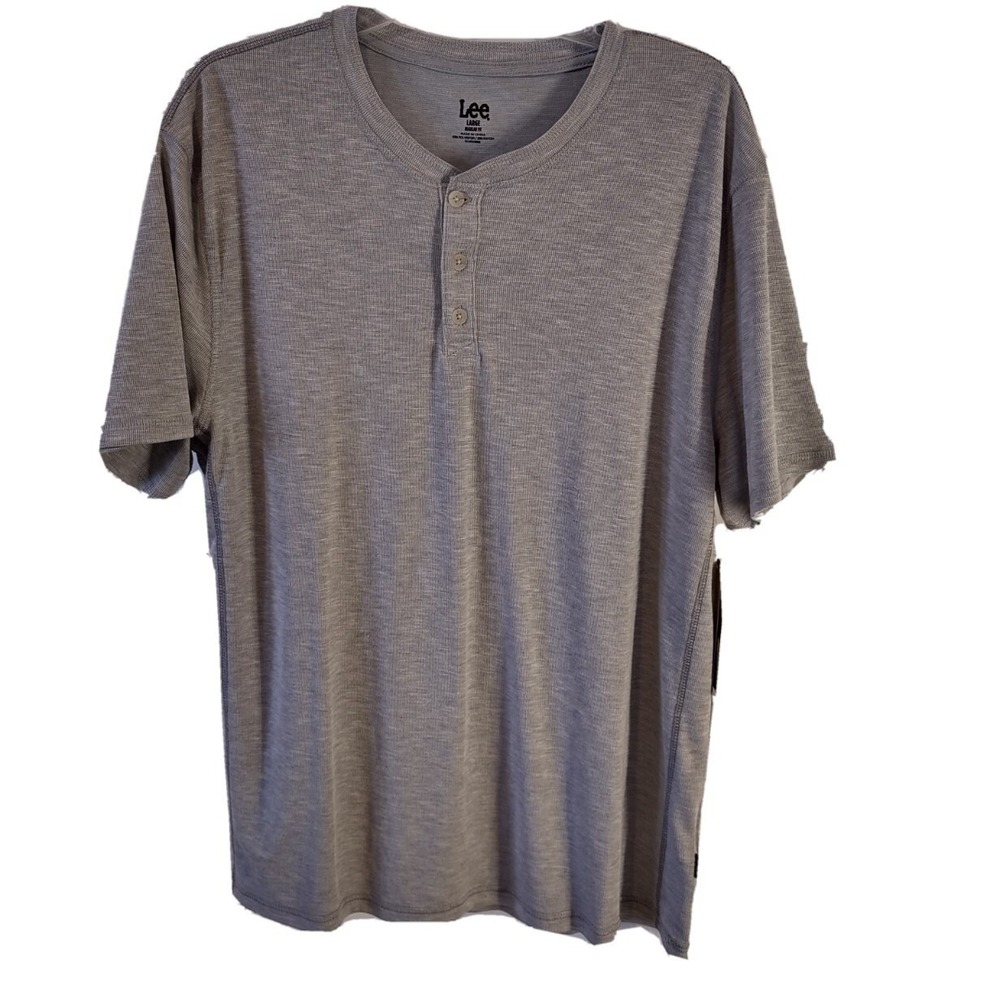 Lee‎ Henley Shirt Men's Large Norm Core Gray Short Sleeve Regular Fit Streetwear